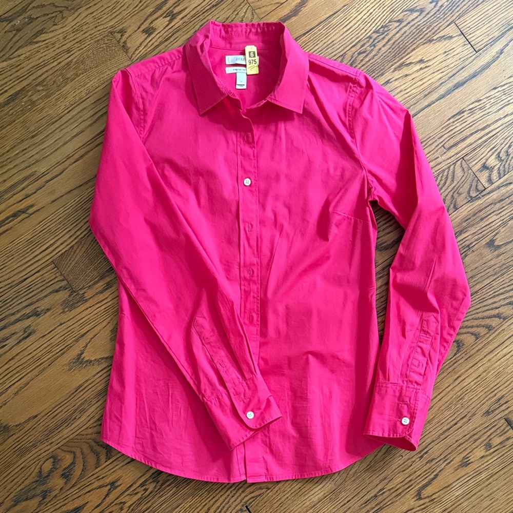 J. Crew Bright Pink Women’s Button Down Stretch Perfect Shirt